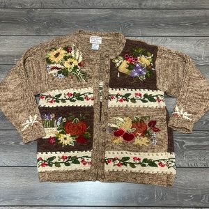 Rare Vintage Heirloom Collectibles Fall Harvest Button Front Cardigan